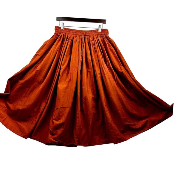 Her Style Boutique Rust Cotton Maxi Skirt Full Sweep Boho Skirt Festival Vibes O - Picture 3 of 5
